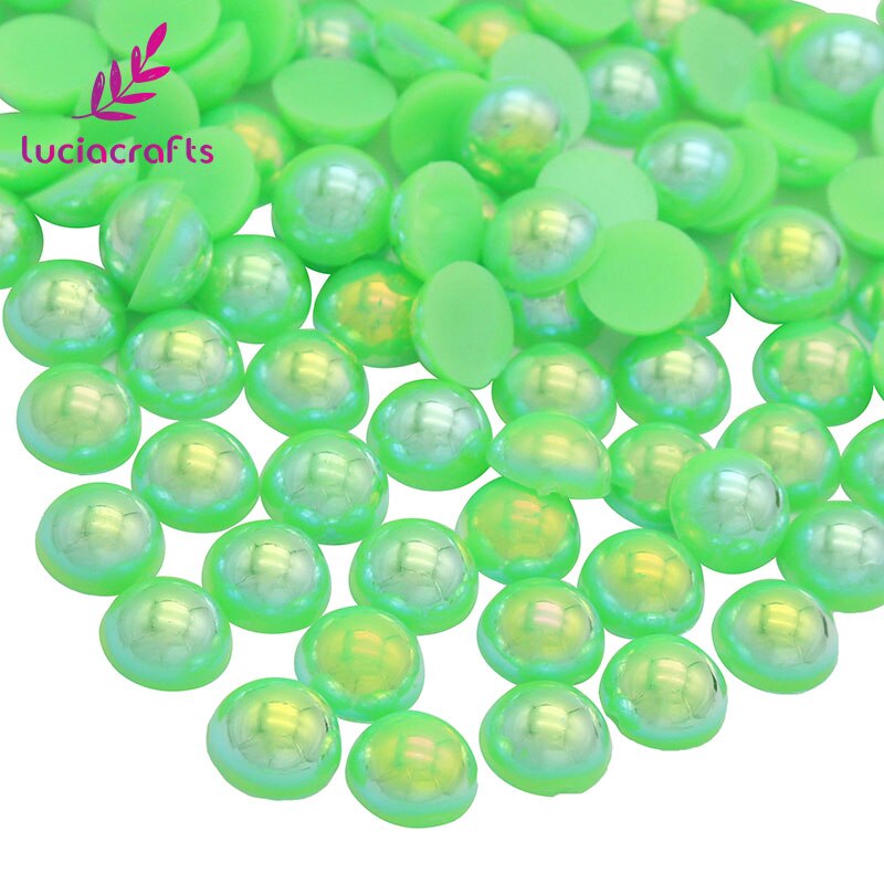 ! 5mm veelkleurige abs imitatie parels kralen halfronde parel nagelkunst telefoon schoenen accessoires 500 stuks  f0108: Appelgroen