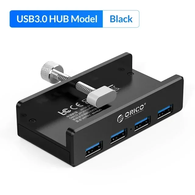 ORICO USB 3.0 Hub mit Netzteil USB3.0 Splitter Adapter Clip-Typ Multi Splitter Hochgeschwindigkeits-Datenübertragung für Laptop PC: Braun
