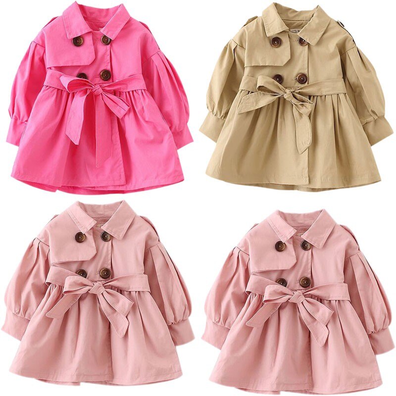 Baby Jacke Casaco Infantil Mädchen Baby Mantel Frühling Baby Jas Graben Doppel Brust Windjacke für Mädchen freundlicher Jacke Für 1 -4T