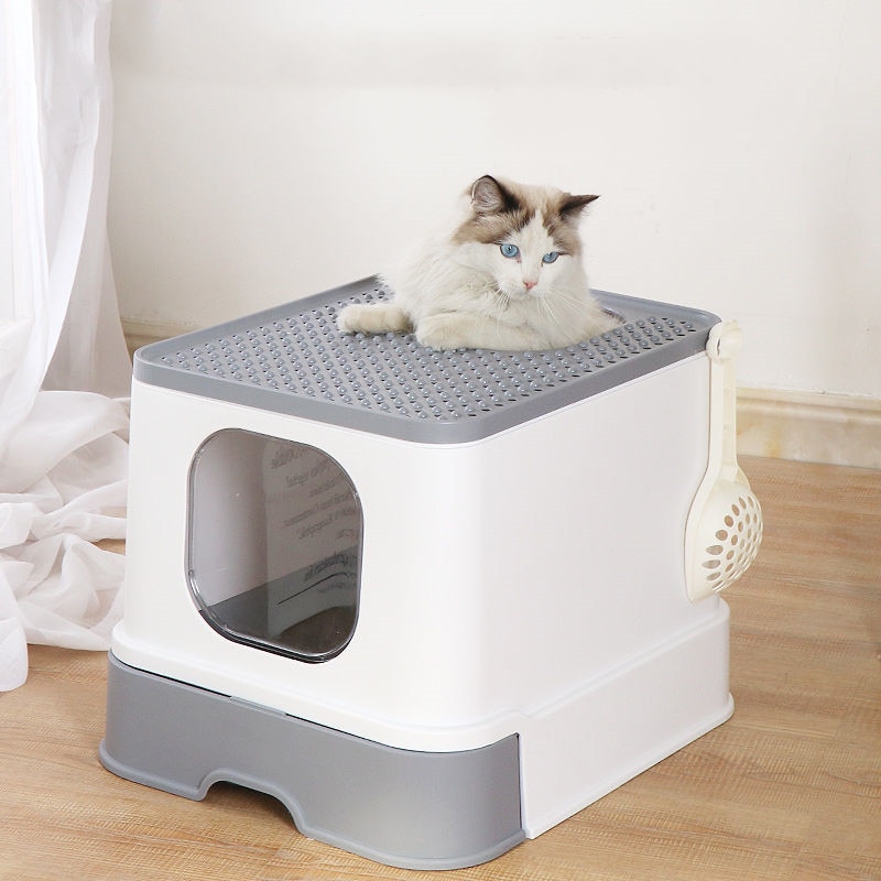 Fully Enclosed Cat Litter Box Large Anti-spatter D – Grandado