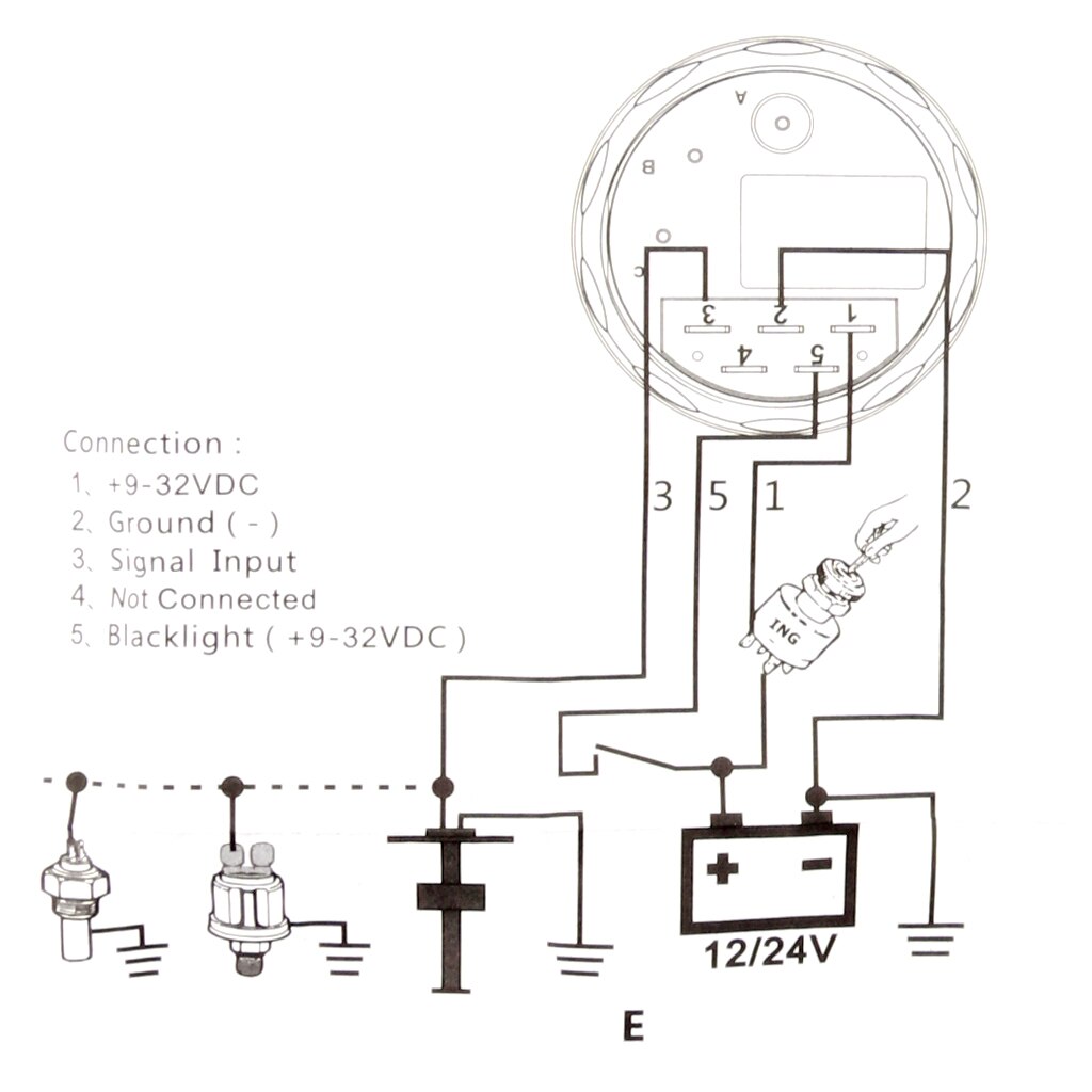 Boat Marine Electric Water Temperature Temp Gauge Meter 52mm 9-32V