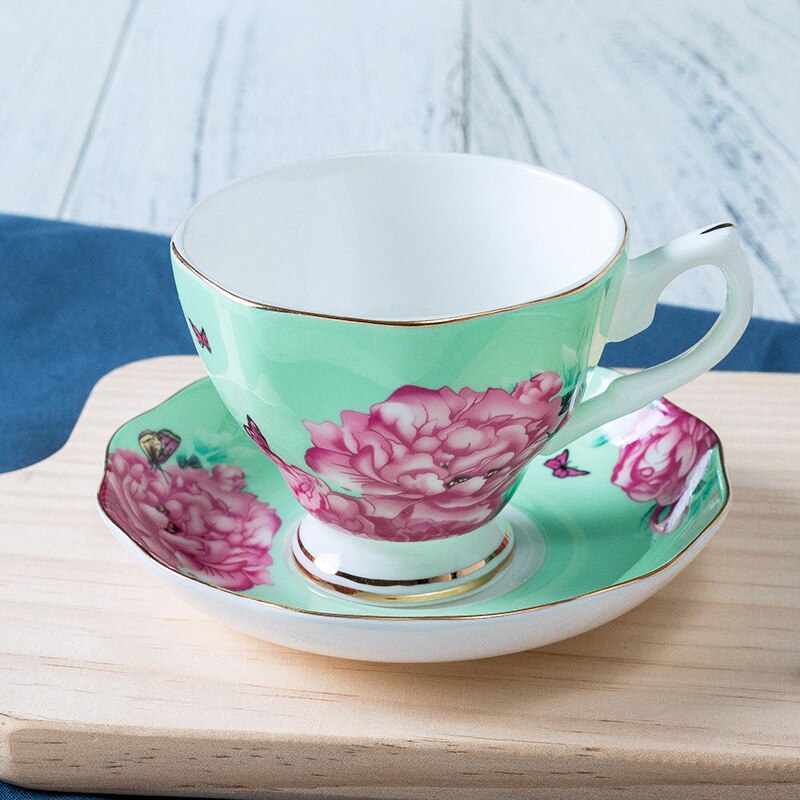 Benporslin keramik kaffekopp restaurang eftermiddagste blommönster espresso cappuccino lattemugg ceylon te svart tekopp: A