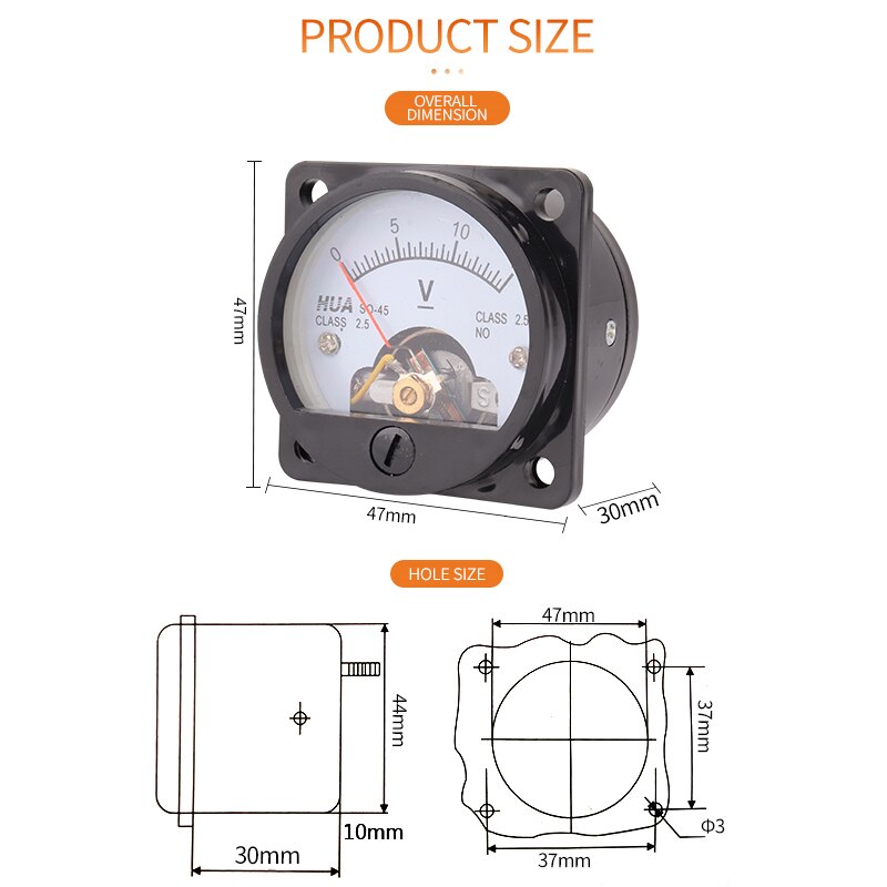 HUA Also-45 DC mA Amperemeter Zeiger Analog Rund Marine Kunststoff Instrument Sauerei Strom Werkzeuge Fabrik Echte