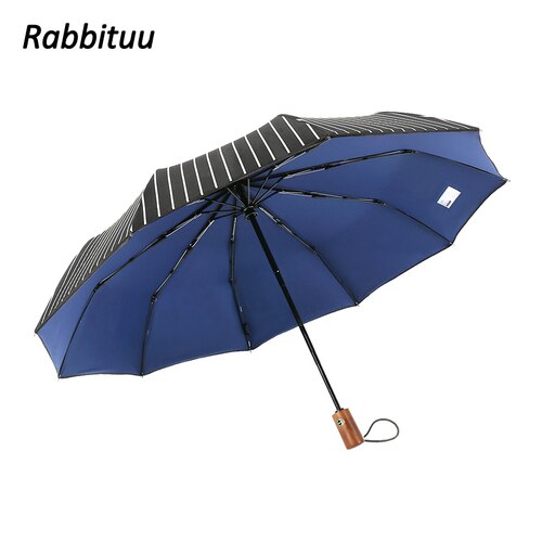 Stor automatisk mænd paraply træ folde vindtæt uv beskyttelse enkel regn parasol paraply paraply business paraply  mm60ys: B