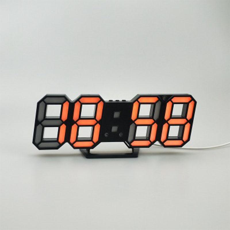 Digitalt vægur 3d led display vækkeure køkken kontorbord desktop vægur moderne 24 or 12 timers display: E