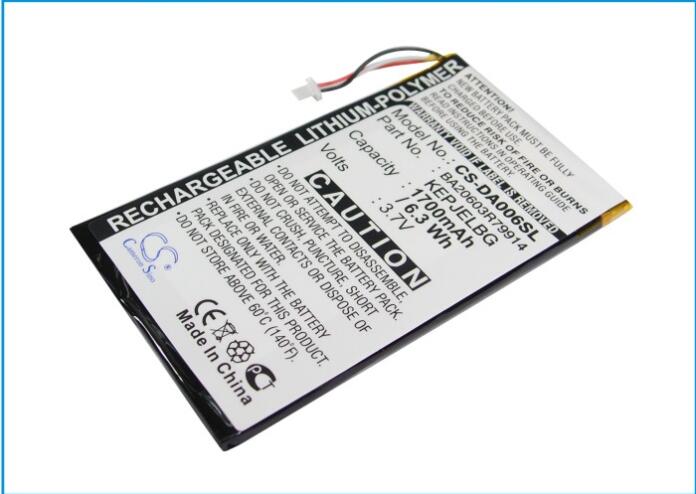 Batería de 1700mAh para Zen Vision M BA20603R79914 DVP-HD0003 MP3, MP4, PMP batería de mAh