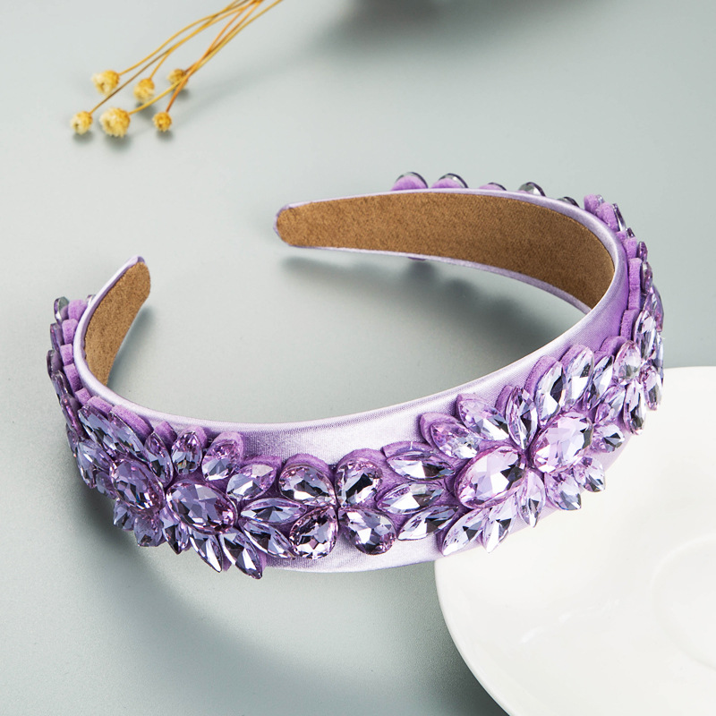 Luxury Baroque Purple Shiny Rhinestone Headbands Hair Accessories Women Trend Party Hairband Girl Hair Band Headwear: Champagne