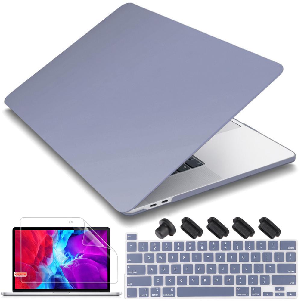 Screen protector Keyboard cover Hard Shell Case for Macbook Pro 16 inch with Touch Bar A2141: Lavender Gray