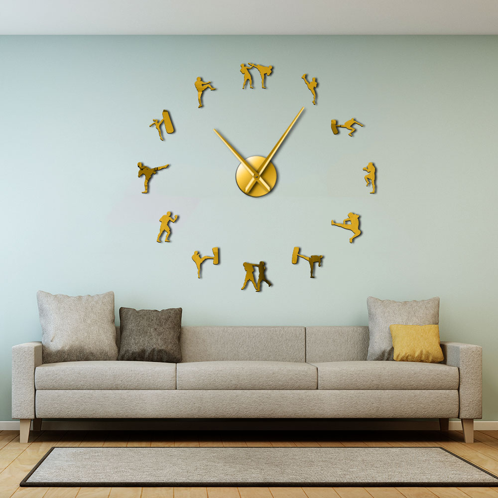 Kickboxing Clock Korean Martial Art Taekwondo Figures DIY Giant Wal... – Vicedeal