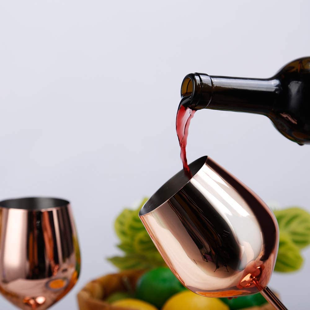Rustfrit stål kobberbelagt enkeltlags bæger anti-fald glas cocktailglas 500ml vinkopper champagneglas