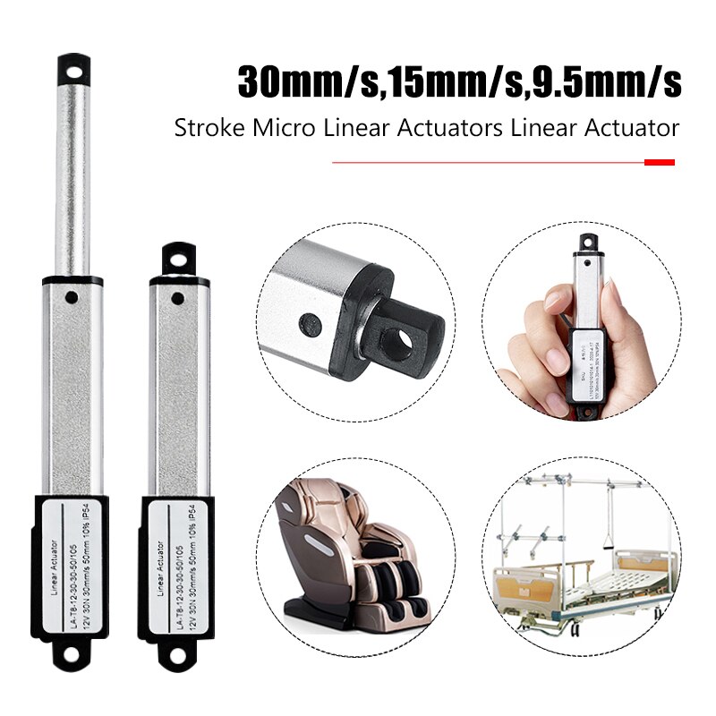 Aluminum Alloy 1500N 30mm Stroke Micro Linear Actuators Linear Actuator DC 12V Electric Mini Linear Motor 30mm/s 15mm/s 9.5mm/s