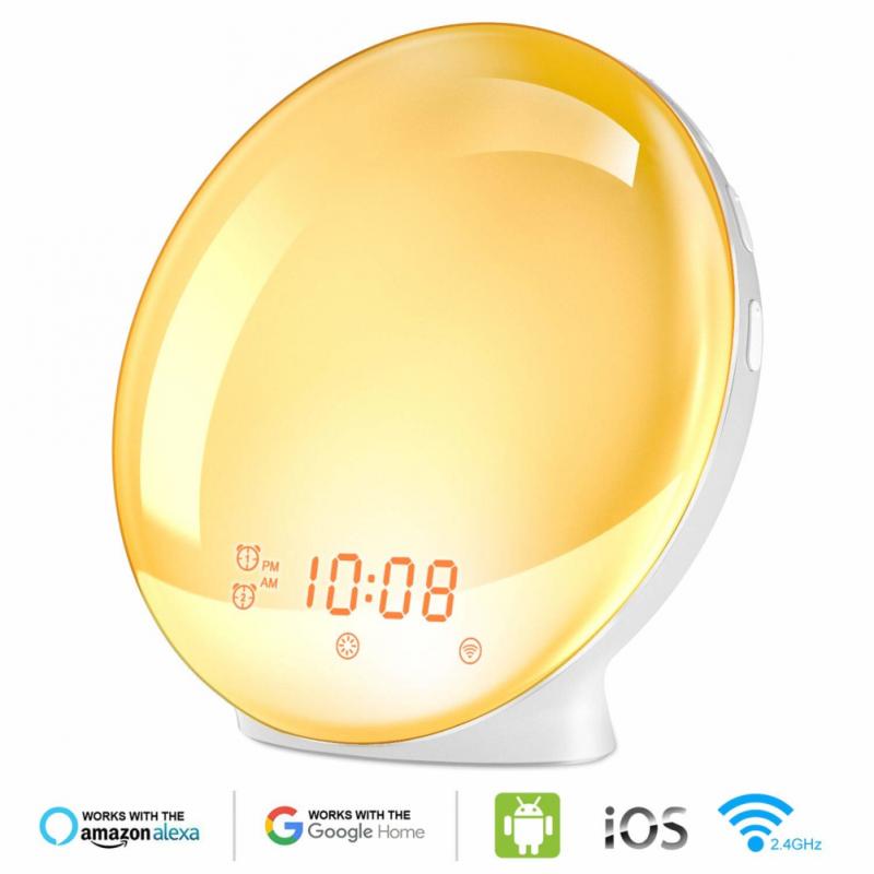 Smart Home Alarm Clock Wake Up Light Sleep Aid Digital Timer Setting Clock Home Automation Compatible With Alexa Google Home