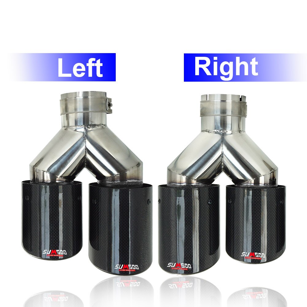 SUMSOO 1 Stück Echtes Y bilden Auto Auspuffrohr Änderung mit Doppel Auslauf Kohlenstoff Faser Schalldämpfer Rohr Spitze