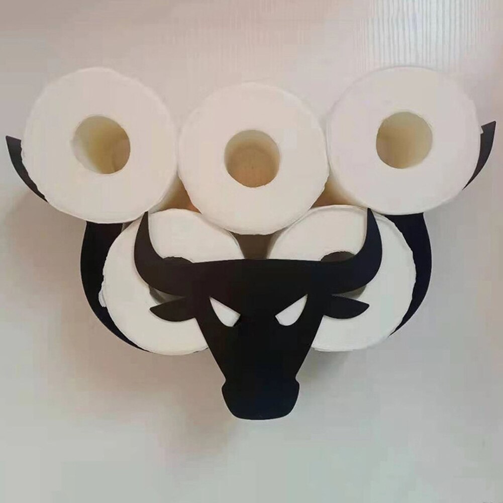 Cute Animals Shape Toilet Paper Holder Wall-Mounted Tissue Storage Stand Rack Metallic Toilet Paper Roll Bathroom Accessories