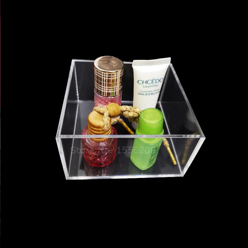 Decorative Acrylic Box Without Lid Clear Box Square Modern Display Container Multi-Purpose For Office And Home