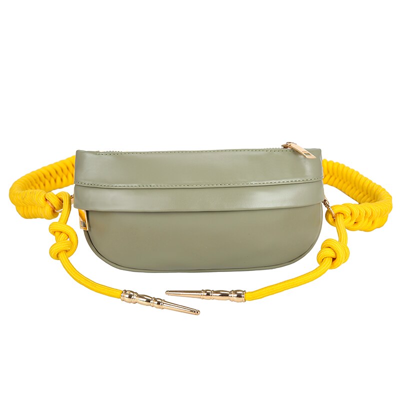 Midjevesker for kvinner brystveske i skinn tilfeldig crossbody-veske brystveske kvinnelig vevstropp skulderpakke fanny pack: Grønn brystveske