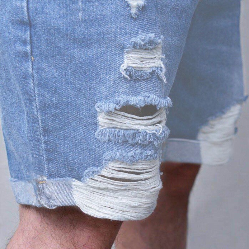 Pantalones cortos vaqueros rasgados informales para hombre, Shorts de verano para playa