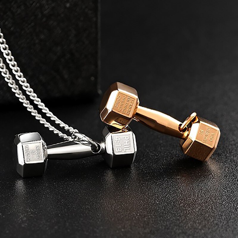 Gloves Pendant Necklaces Barbell Dumbbell Classic Charm Sporty Style Long Chain Necklaces For Male Men Fitness Enthusiast