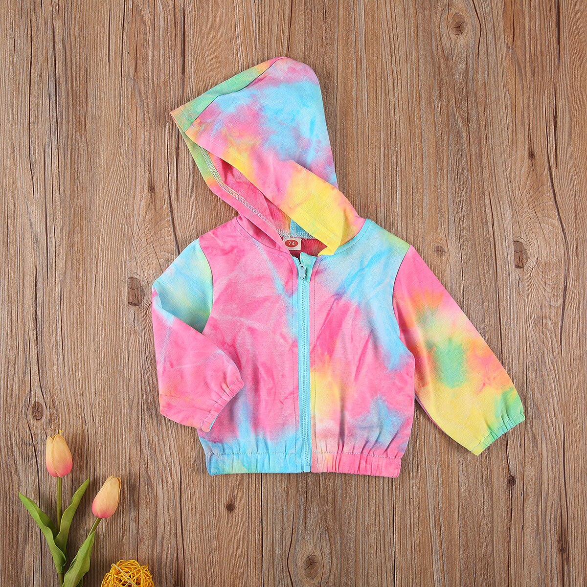 Herfst Winter Baby Meisjes Jongens 0-24M Jassen Tie-Dye Gedrukt Lange Mouwen Rits Capuchon outfits