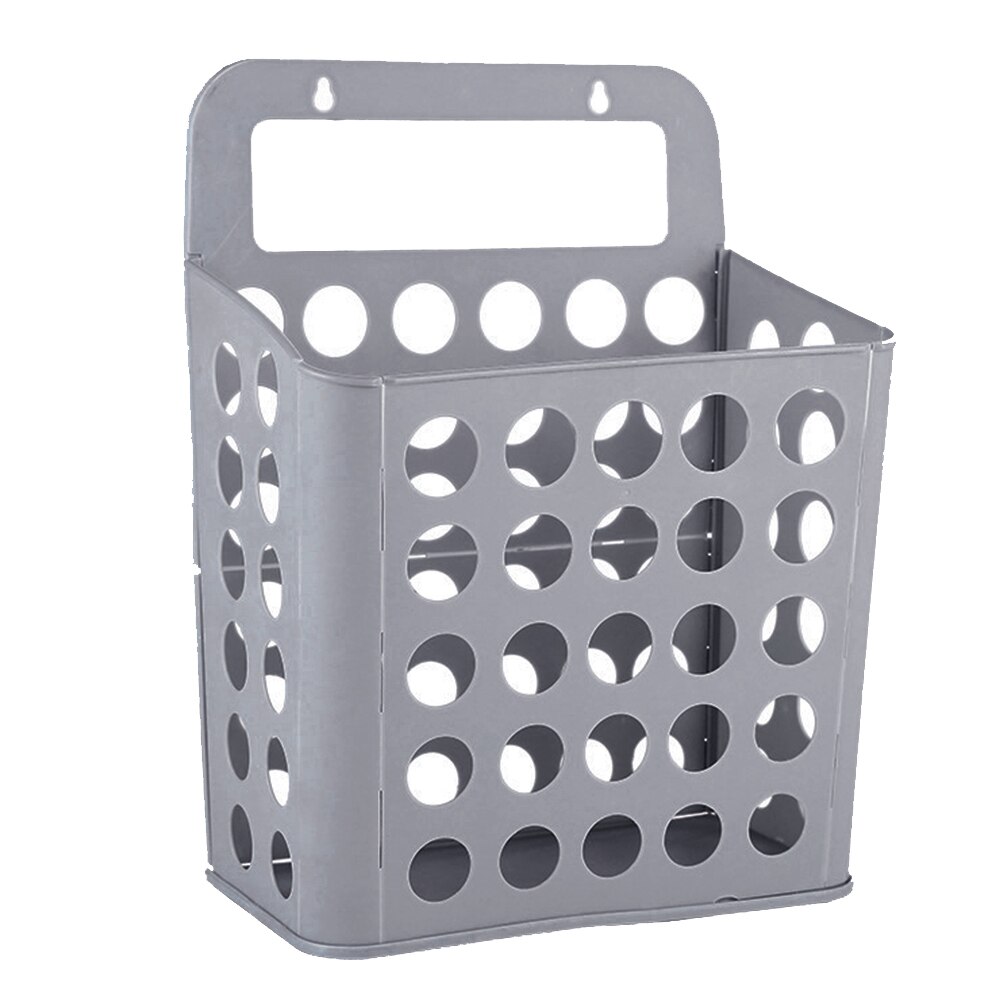 Plastic Container Foldable Organizer Household Storage Solid Wall Mounted Laundry Basket With Handles Bathroom Large Capacity: Grey