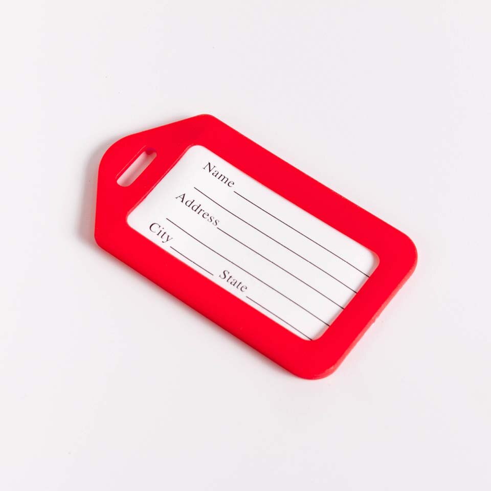 100PC akceptuje niestandardowe zamówienie z tworzywa sztucznego PP identyfikator do bagażu sprawdzone marki kart linii lotniczych na pokład przejść 10 kolor może z nadrukiem twoje LOGO: red