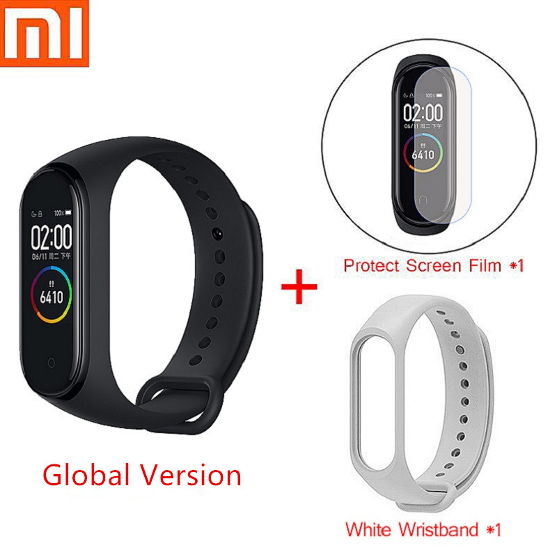 Versione globale Xiaomi Mi Band 4 Smart Bracelet impermeabile Fitness Tracker Sport Smart Band schermo AMOLED Bluetooth smartband: Global White Set