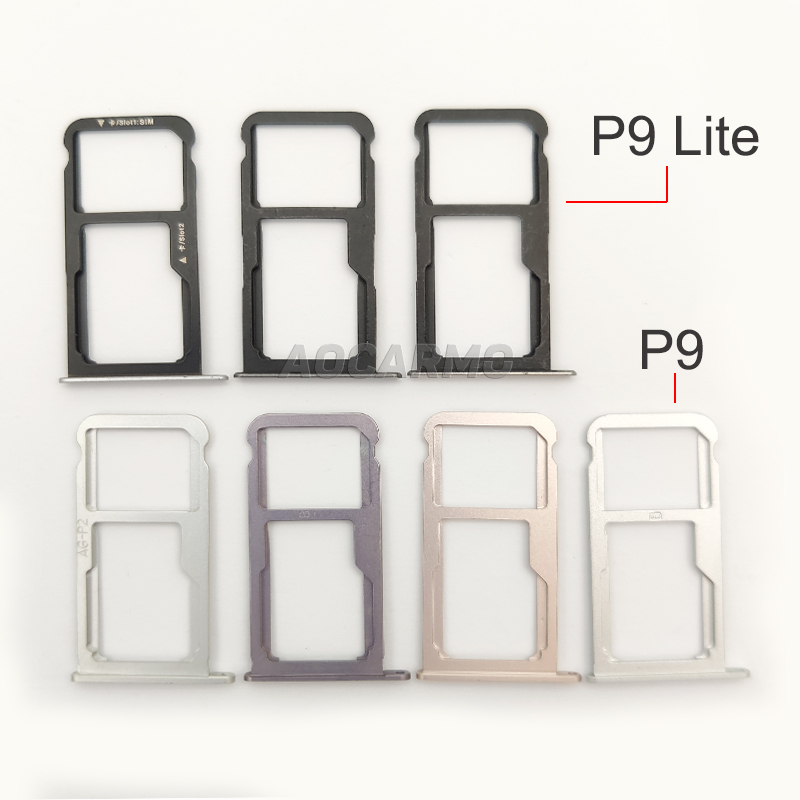 Aocarmo SD MicroSD Holder Nano Sim Card Tray Slot For Huawei P9 EVA-AL00 P9 Lite Replacement Part