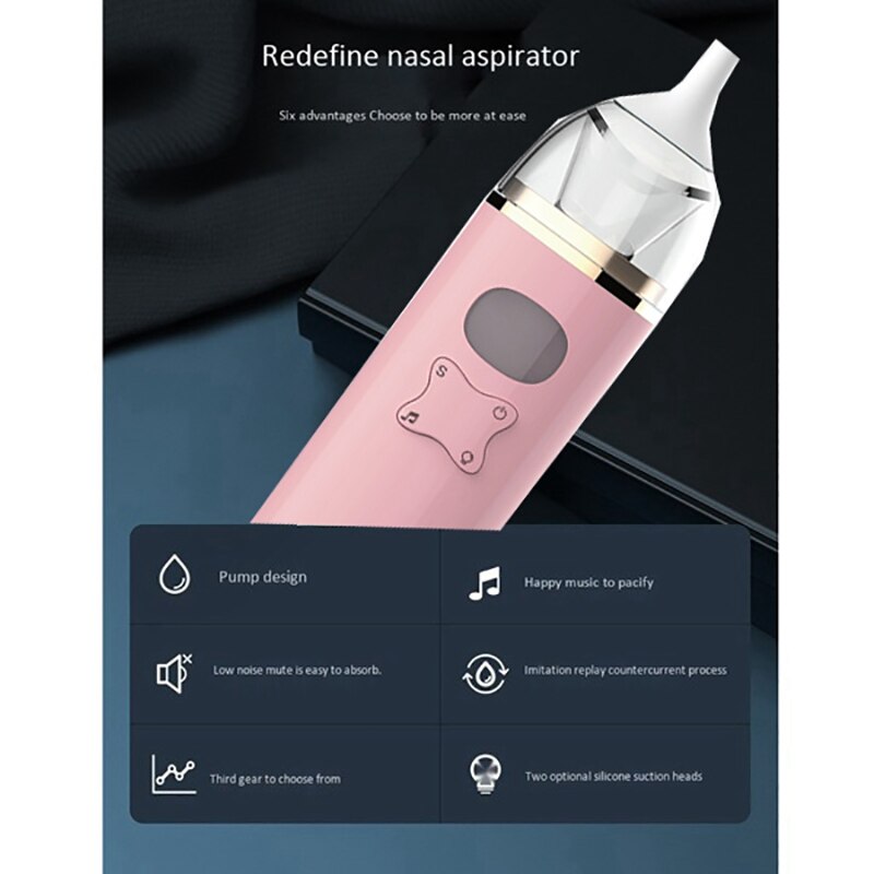 Elektrisk baby næse renere støvsuger slim sug nasal aspirator blød sundhed
