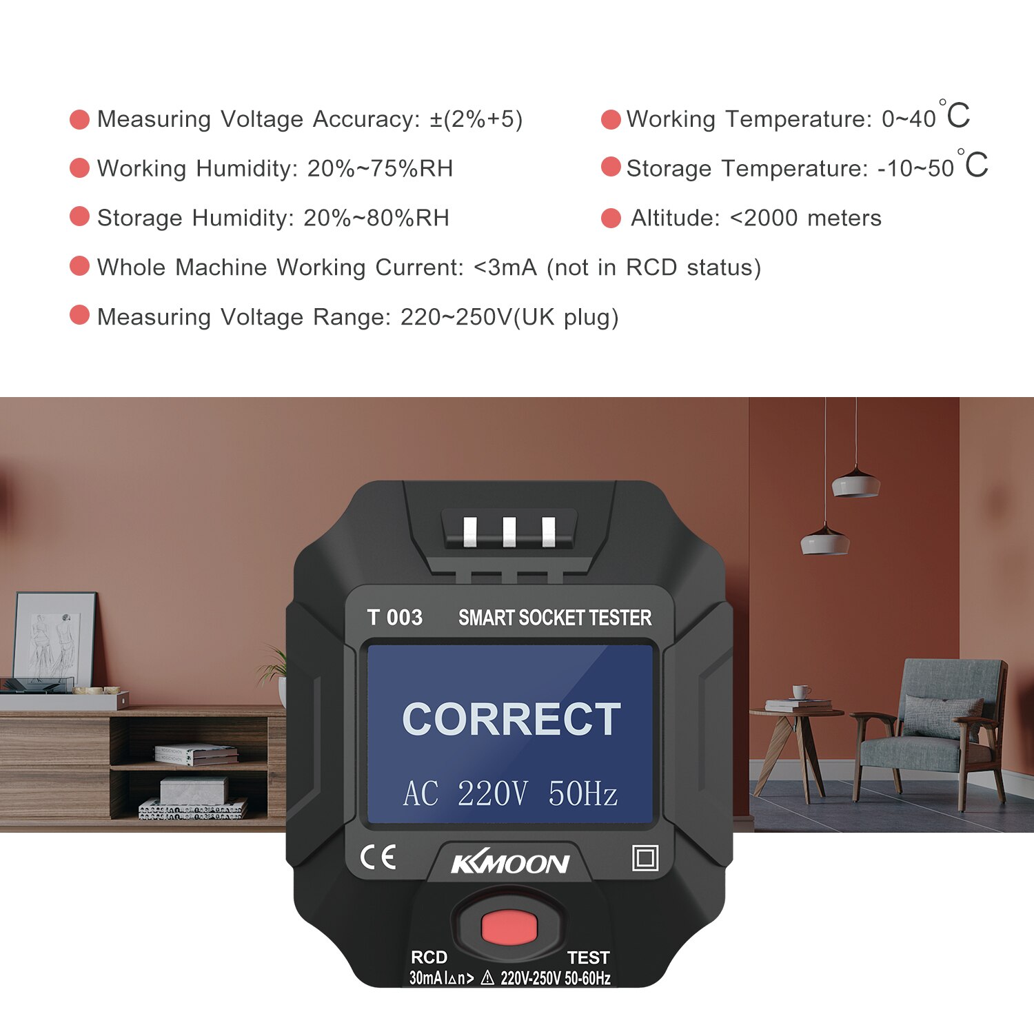 Kkmoon 220 ~ 250V Stopcontact Tester Display Lcd Socket Tester Circuit Polariteit Detector Muur Plug Breaker Finder Lekkage tester