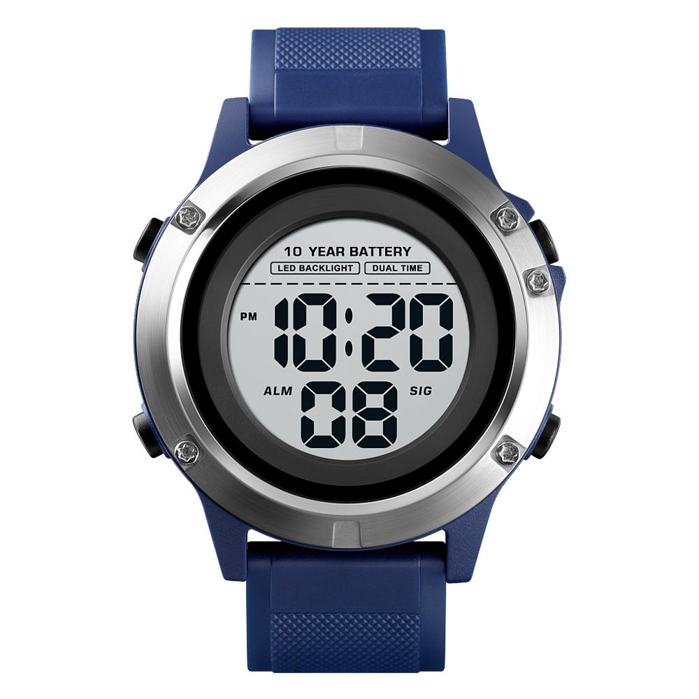 Skmei sportsklokke for menn 10 års batteri digital klokke herre lysende 50m vanntette armbåndsur for menn relogio masculino 1518: Blå