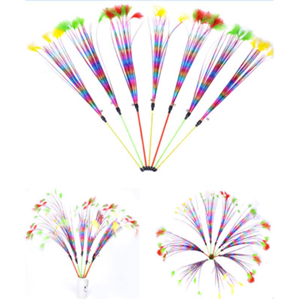 Juguete de plumas para gatos, para gatos juguetes con varita, juguetes con cascabel Catcher Teaser, ejercicio divertido para gatito BDF99