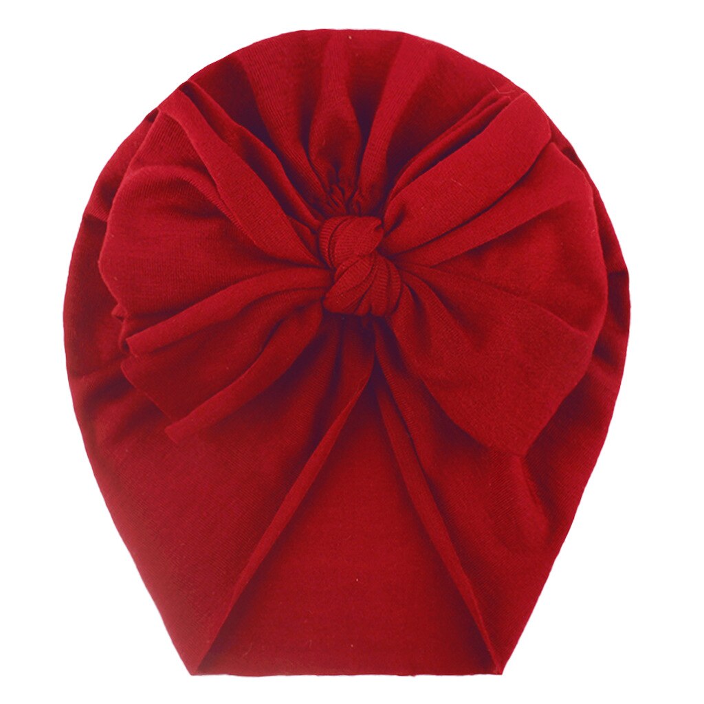 Gorro con cinta para la cabeza para bebé, gorra con estampado de lazo, turbante elástico de algodón, gorrito para envolver la cabeza para bebé, sombrero para niña, accesorios para el cabello para bebé: Wine red