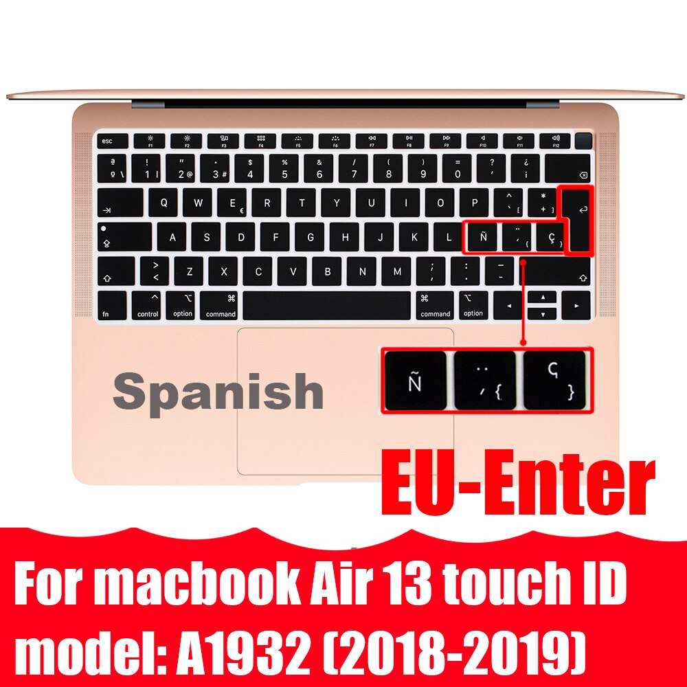 Z ñ hiszpańska osłona klawiatury Protector dla Macbook Air13 A2337A2179 dla Macbook Pro13 A2338A2289 A2159 klawiatura folia ochronna: EU A1932 Air13