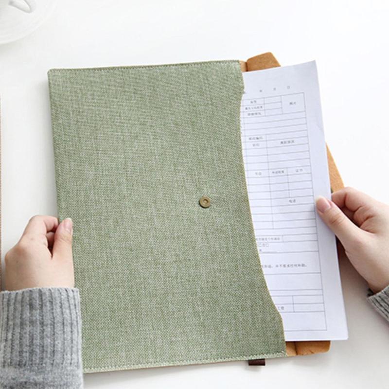 Vividcraft A4 A5 2 Sizes Simple Imitation Linen Stationery File Portfolio Bag Office Bag Study Folder Canvas Felt P8O6