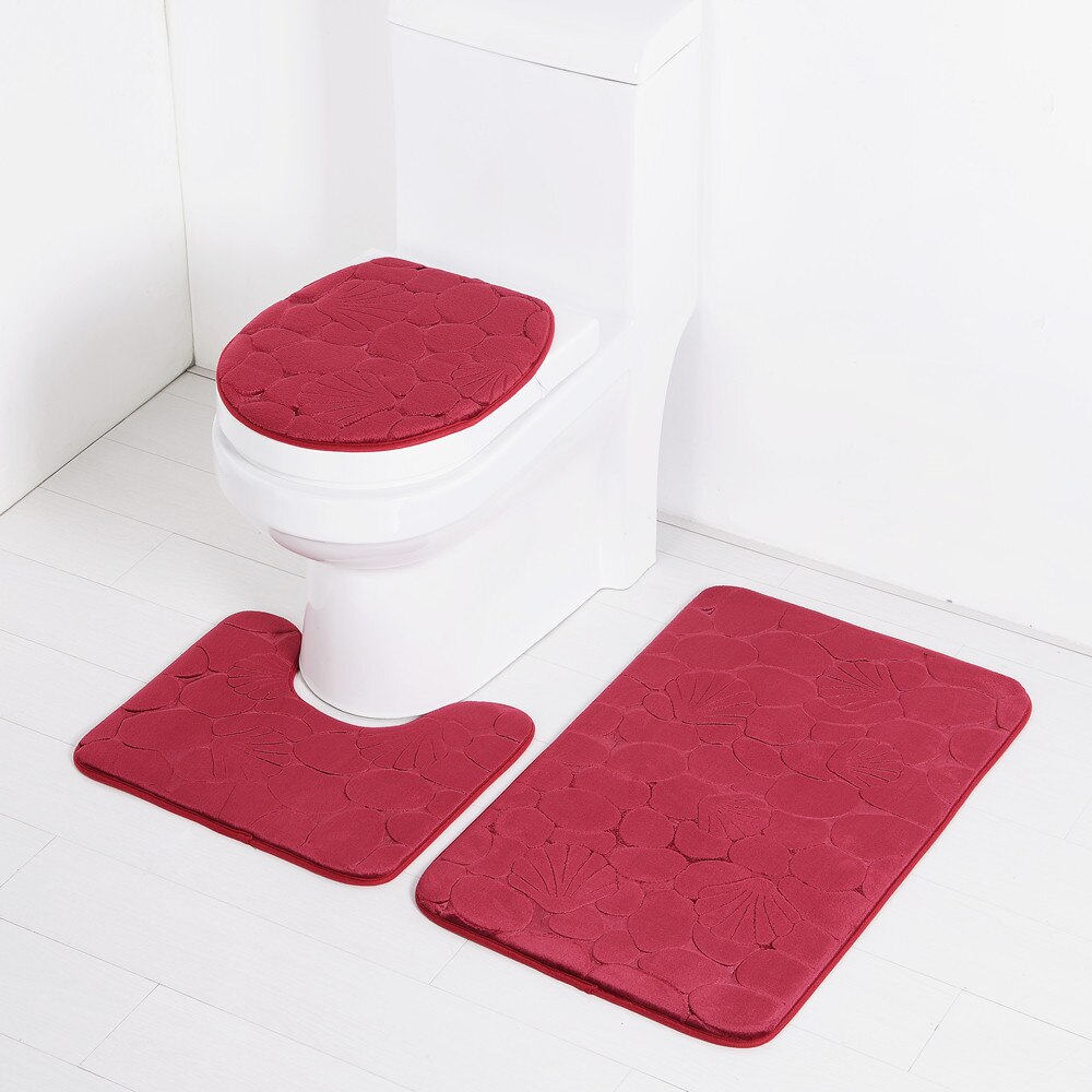 1 set bath mat bathroom set bathroom carpet bathroom rug set Toilet carpet three piece set Anti skid foot pad at cylinder edge
