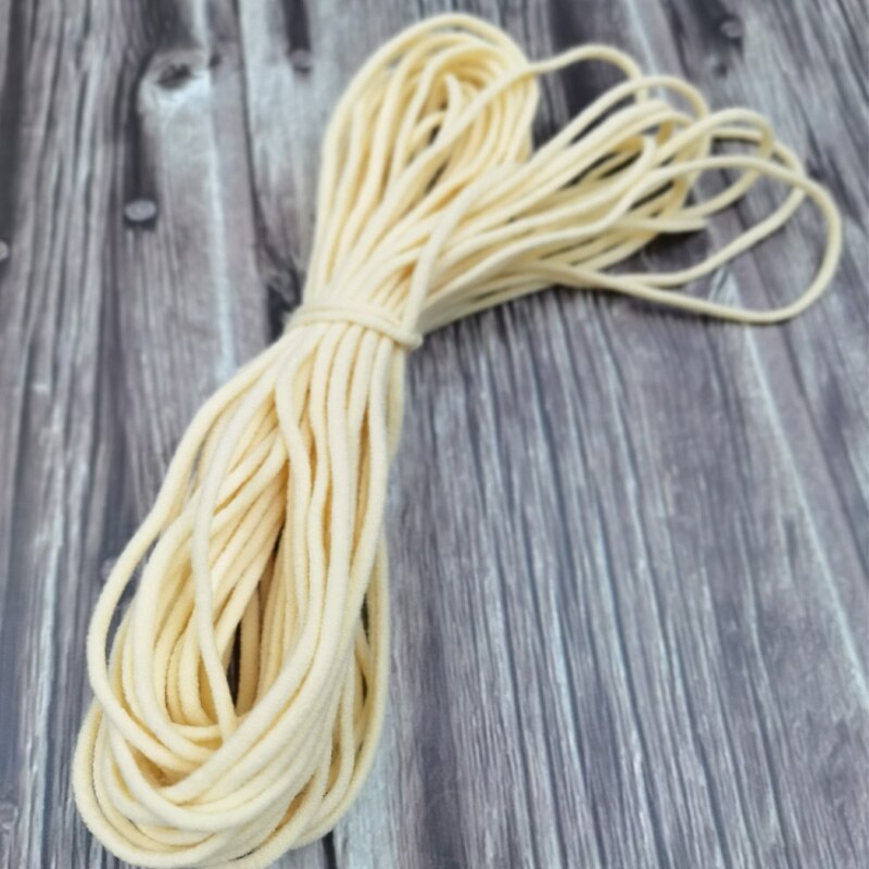 Banda elástica de colores para Costura de mascarillas, cordón elástico de Goma de 3mm, accesorios para manualidades: Beige / 50m