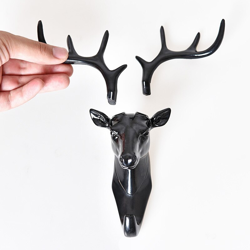 Deer Head Wall Key Holder Hook Wall Decoration Key Holder Belt Coat Bag Hanger Adhesive Wall Hook For Hanging Door Hook