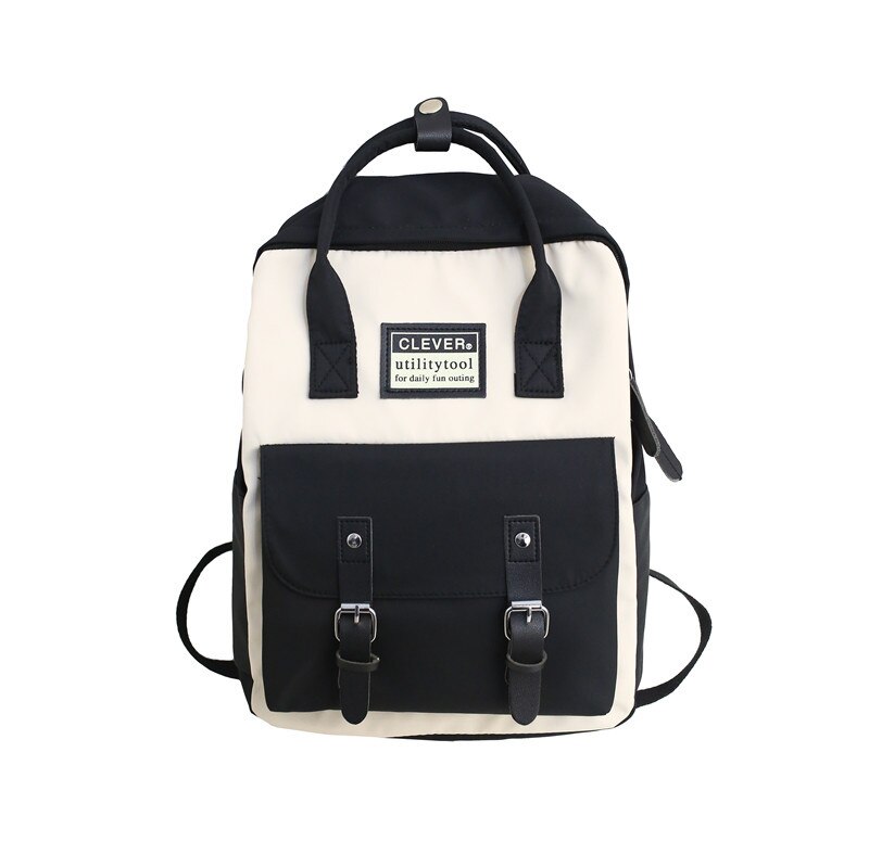 DIGERUI – sac à dos en Nylon pour femmes, couleur bonbon, sacs d'école imperméables pour adolescentes, sac à dos en Patchwork, Mochila: Black