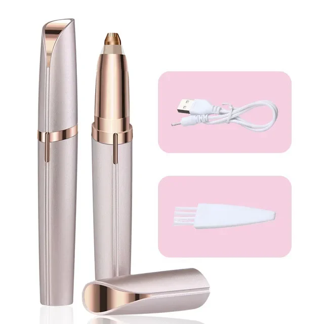 Womens Elektrische Wenkbrauw Trimmer Eye Brow Shaper Potlood Gezicht Haar Remover Voor Vrouwen Automatische Wenkbrauw Scheerapparaten Zakmes: WHITE