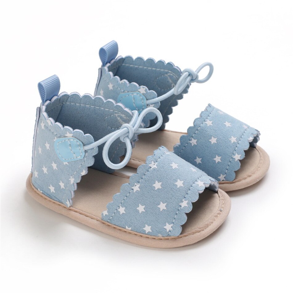 Warmom estate 0-1 anni scarpe da bambino femminili tubo basso traspirante antiscivolo suola morbida sandali neonati scarpe da bambino: Blu / S