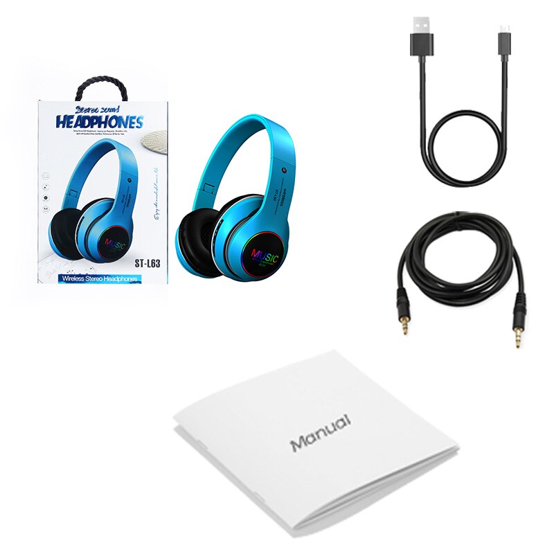 LED Colorful Wireless Bluetooth Headphones Headset Foldable Stereo Bass Sound Adjustable Earphones with Mic for PC All Phone: 04