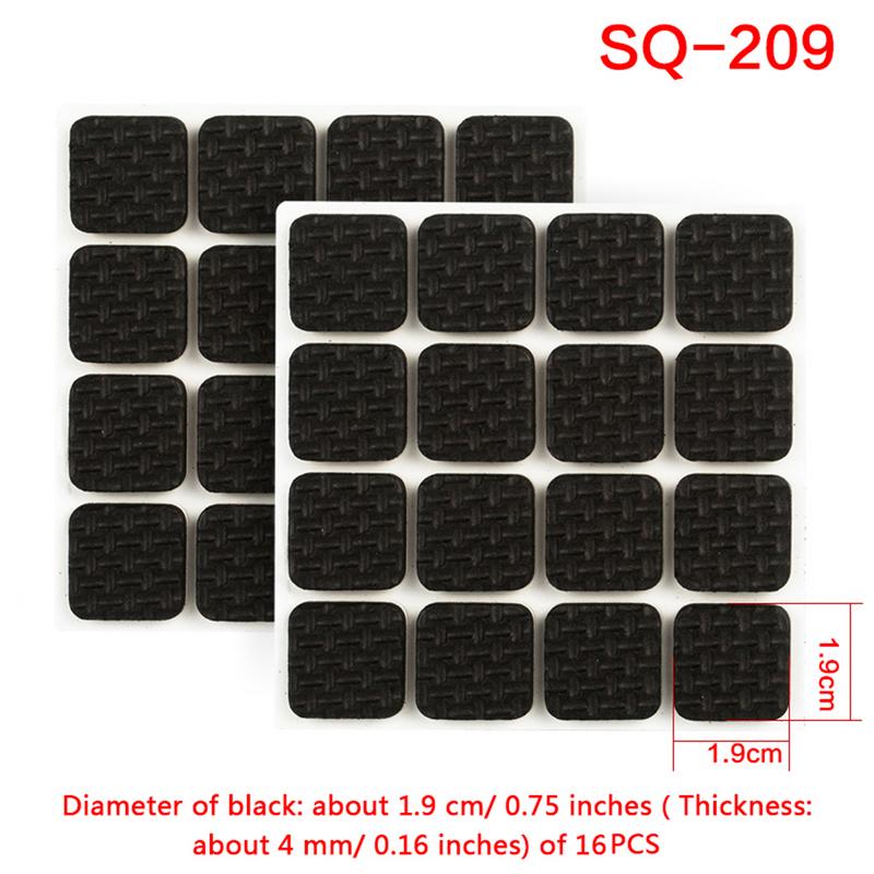 Almohadillas de goma para pies autoadhesivas, antideslizantes, para muebles, patas, alfombra del hogar, tapetes de mesa, tope de cierre de puerta: square 16PCS