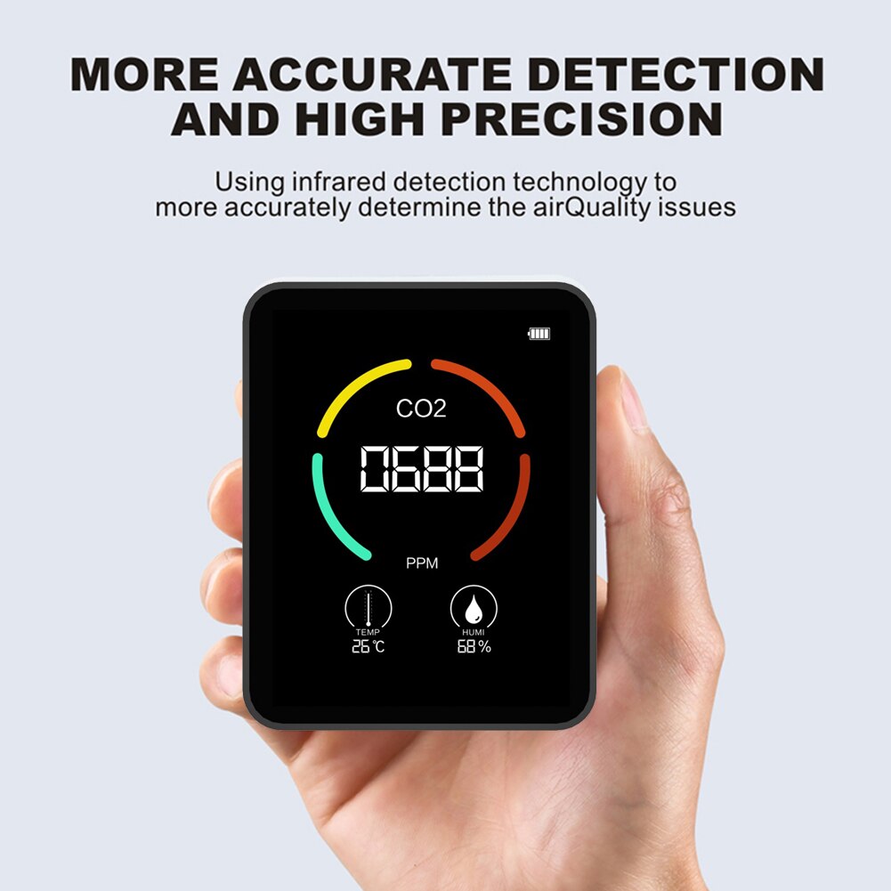 3 In1 Portable CO2 Meter Digital Temperature Humidity Sensor Tester Air Monitor Carbon Dioxide TVOC HCHO Detector Meter
