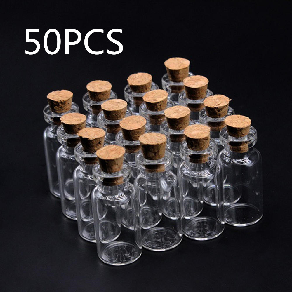 50 Stuks 5 Ml Mini Clear Glazen Fles Kleine Lege Wishing Kurk Fles Bericht Glazen Flessen Flesjes Jar Container Thuis decor