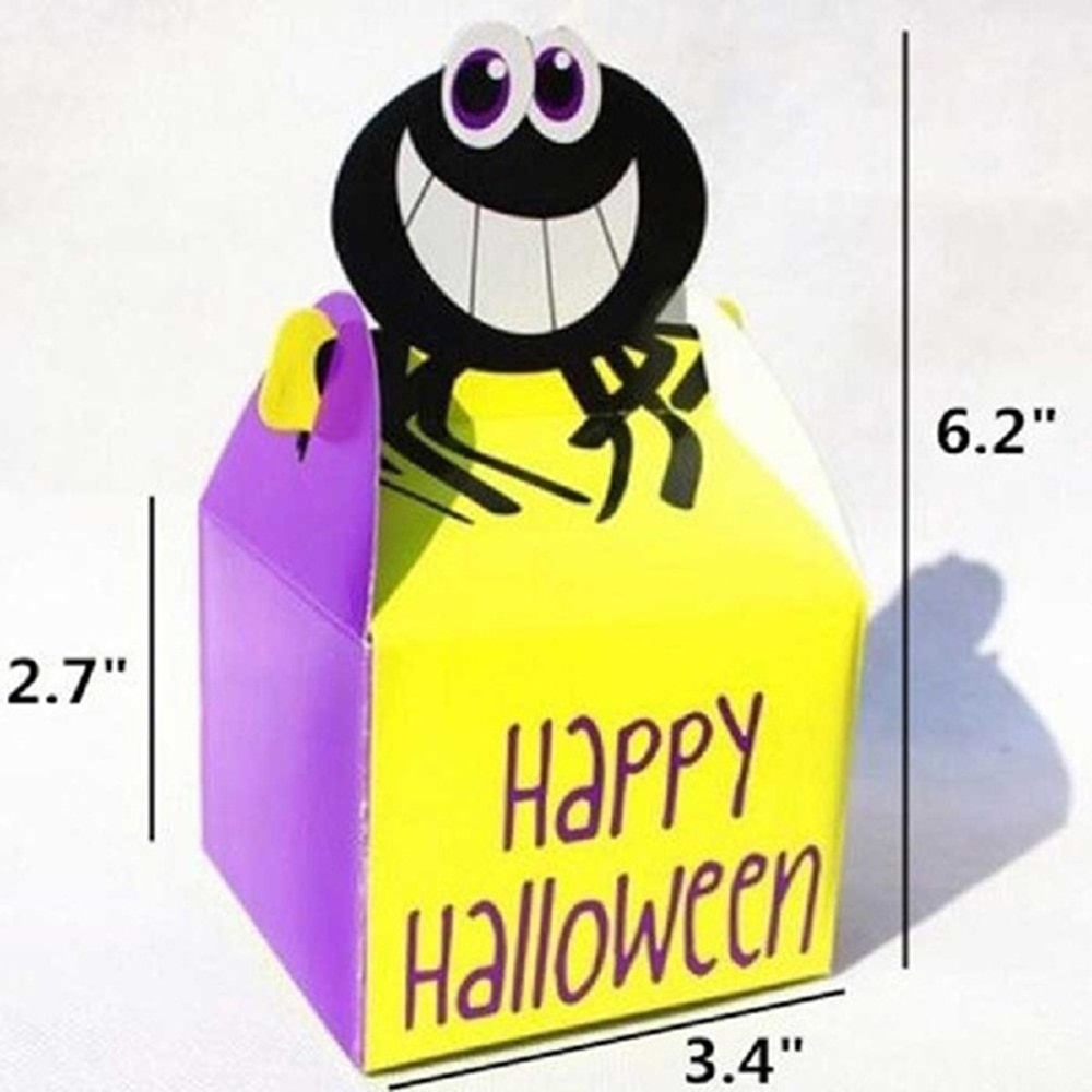 3/6pcs Halloween Paper Treat Boxes Trick or Treat Party Favor Loot Candy Box Halloween Home Party Decor Kraft Bag
