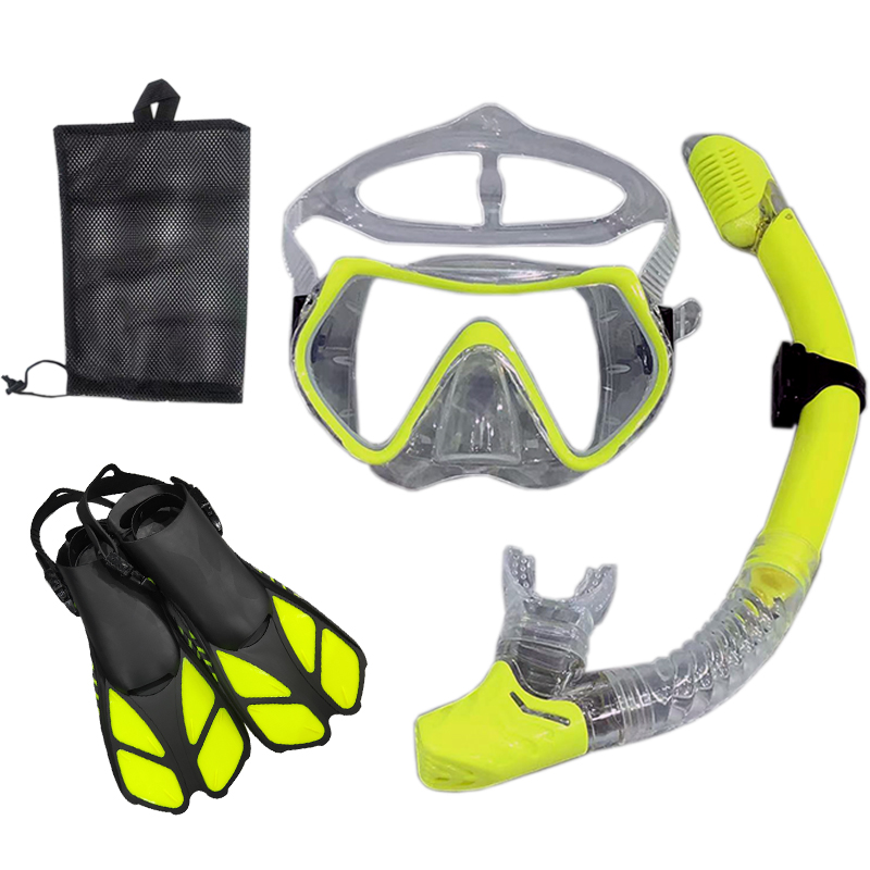 Máscara y gafas de buceo con snorkel, juego de tubo de natación para buceo, adulto, unisex: Verde / L / XL