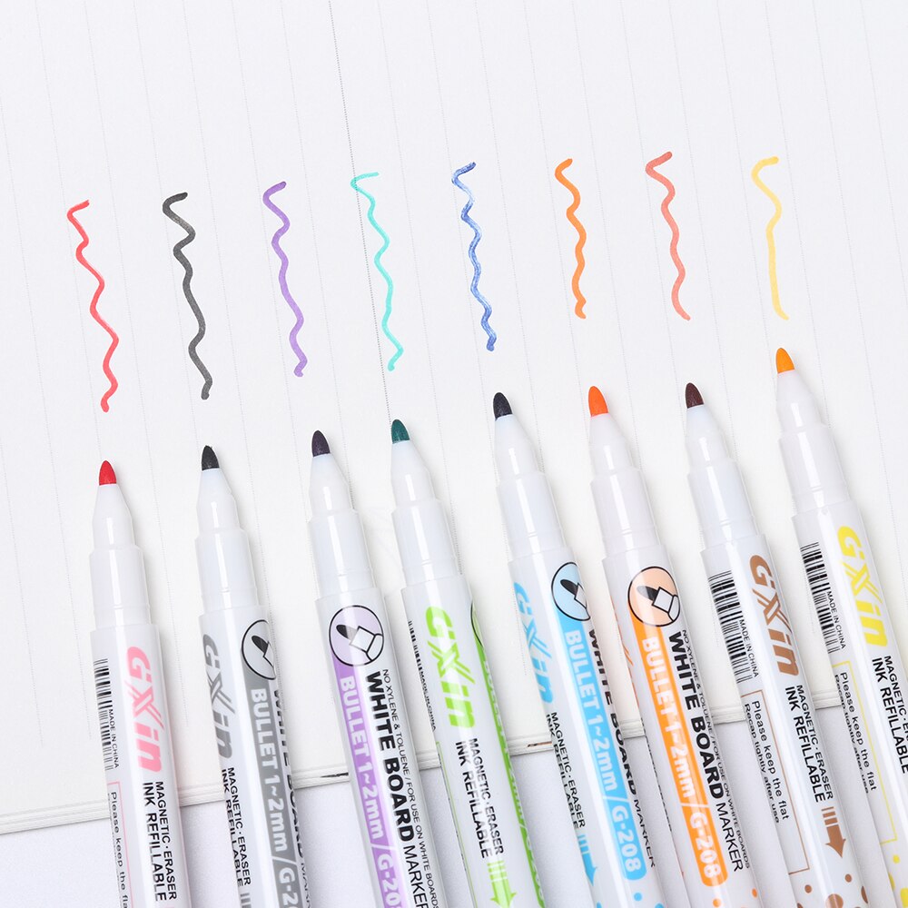 1 PC Löschbaren Magnetische Whiteboard Stift Trockenen Weiß Gremium Marker Magnet Radiergummi Büro Schule Liefert 8 farben Erhältlich
