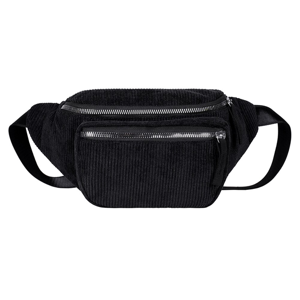 Bolsa feminina veludo, bolsa de cintura feminina nova com lona sacos de sacos: Black