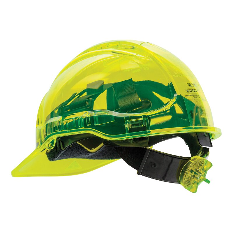 Casco de seguridad Portwest, gorro de trabajo con certificado CE, translúcido, Hi Vis, ajustable, para PC: YELLOW