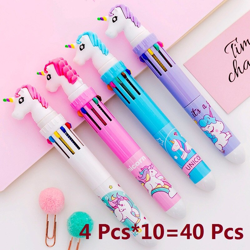 Creatieve 10 Kleuren Balpen Cartoon Schoolbenodigdheden Kantoorbenodigdheden Pennen Kawaii Multicolor Balpen Office Accessoires: ma40